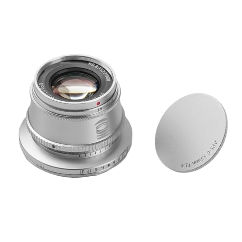 Camera Lens, Lente Principal APS-C de 35mm F1.4, Compatible con cámara Sony E Mount Fujifilm XF Canon M Leica L Nikon Z Panasonic Olympus M43,in Parts(Silver,L-Mount)