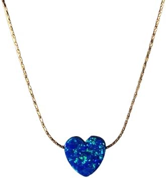 Miniatura 7 de AVNIS Opal Heart Necklace 14K Gold Filled dainty Cable Wire Length 16+2 Inches extender for Women
