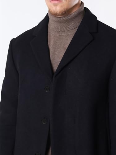 Men's Slim Fit Trench Coat Slim Fit Notched Collar Long Jacket Overcoat Single Breasted Pea Coat wih Pockets4