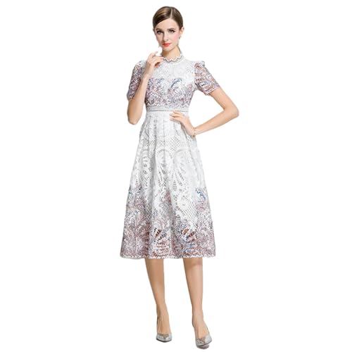Robe longue pour femme dentelle ajourée fluide anti-chaleur
