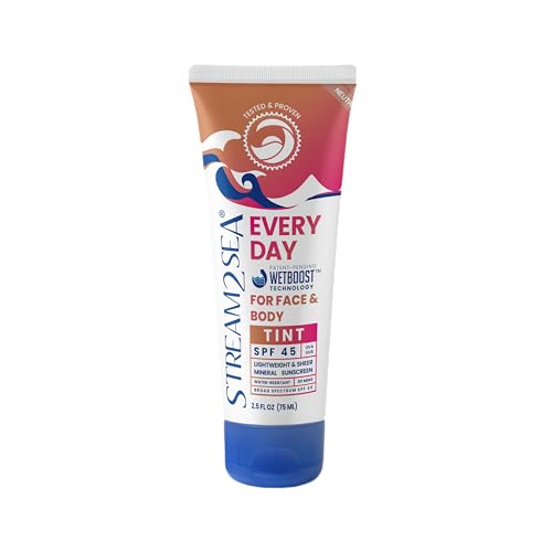 Protector solar mineral SPF 45 para todos los días, biodegradable, sin parabenos y seguro para arrecifes, protector solar tintado no graso para cara, protección contra los rayos UVA y UVB para cara y