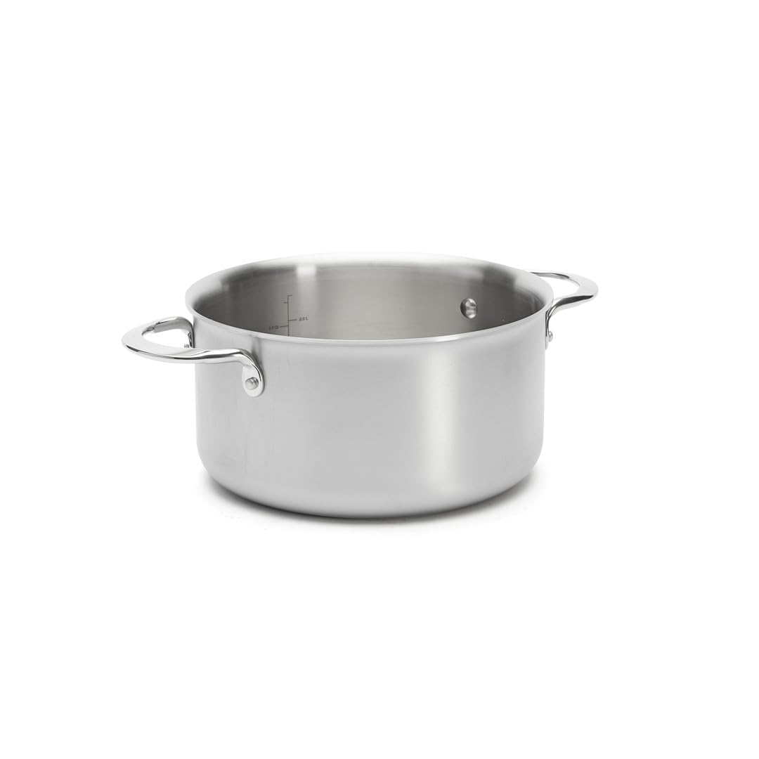 De Buyer - Faitout couvercle en inox 3 couches ALCHIMY - 20 cm - Fabriqué en France, Maîtrise de la Cuisson, Inox 18/​10, Tous Feux + Four, Finition Poli Brossé