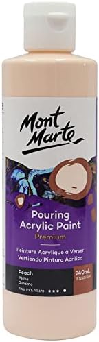 Mont Marte Premium Pouring Acrylic Paint, 240ml (8.11oz), Peach, Pre-Mixed Acrylic Paint, Suitable for a Variety of Surfaces Including Stretched Canvas, Wood, MDF and Air Drying Clay.