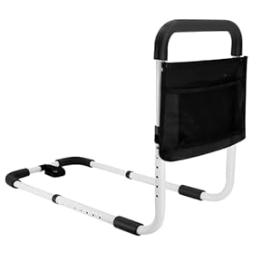 GAZHOME Bed Assist Rail Leuning met Storgae-zak, in hoogte verstelbare bedleuning, handgreep voor gehandicapten, senioren en ouderen, mensen in nood