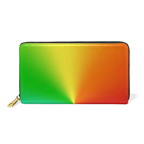 Preisvergleich Produktbild GIGIJY Geldbörse mit Regenbogen-Muster, mehrere Kreditkartenfächer, Tasche für Frauen, echtes Leder, mit Reißverschluss