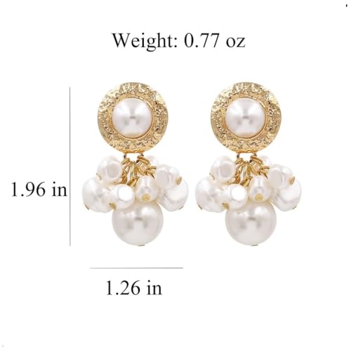 Chunky Geometric Cluster Pearls Drop Earrings, Baroque White Red Big Pearl Dangle Statement Earrings Trendy Exaggerated Pearls Jewelry for Women2