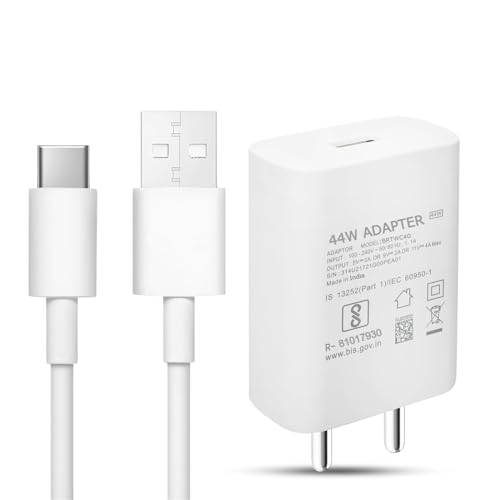 Image of 44W Original Charger Compatible with Vivo V23 /V25 /V25E /V25 Pro /V27 Pro /V27 /V27E /Y200 /Y200E /T2X /T2 Pro /V29|Iqoo Z6 Lite /Z6 /Z7S /Z9X /Z9 5G /Z6X,44Watt USB Charger,White [CH71 LY9375