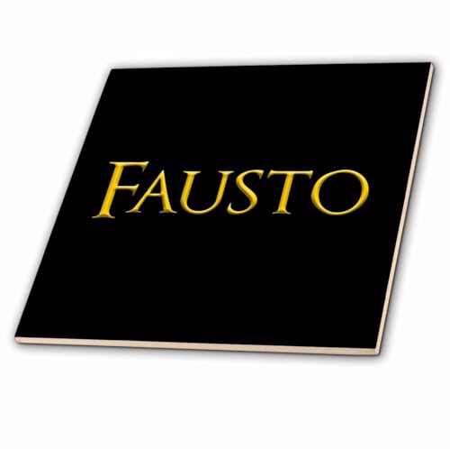 4 Inch Ceramic Tile - Fausto Popular Baby boy Name in America. Yellow on Black Charm, Gift Alexis Design - Popular Male Names in USA