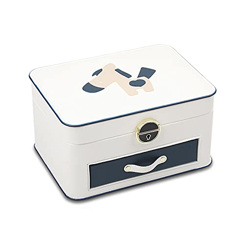 zxb-shop Schmuckkästchen Schmuckschatulle, Schmuckschatulle Für Frauen Leder Schmuck Organizer Zwei Ebenen Mit Schlossanzeige Für Ohrringe Armbänder Ringe Uhren Schmuckbox (Color : B) Cover
