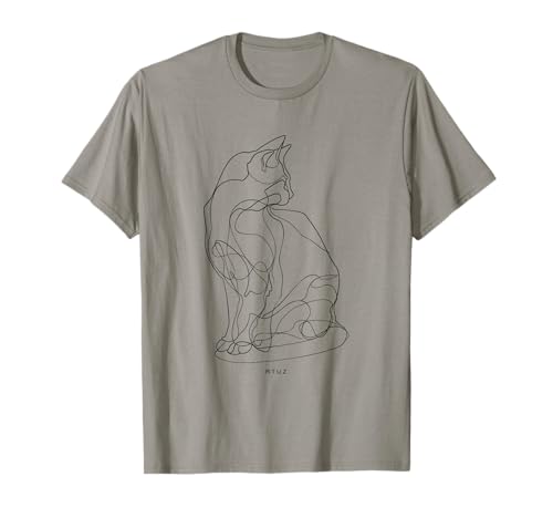 Minimalistische Cat Outline One-Line Minimalismus Katze T-Shirt