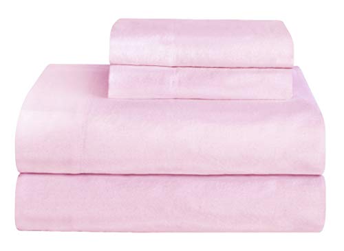 AmigoZone Brushed Cotton Thermal Flannelette Fitted Sheet Flat Sheet With Pillowcases Sheet Set, SINGLE - PINK AmigoZone Brushed Cotton Thermal Flannelette Fitted Sheet Flat Sheet With Pillowcases Sheet Set, SINGLE - PINK