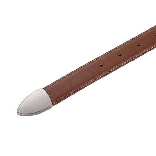 Genuine Leather Women Western Belt Distressed Silver Buckle Retro Fashion Accessory For Casual Outfit Halloween Women's Trend3