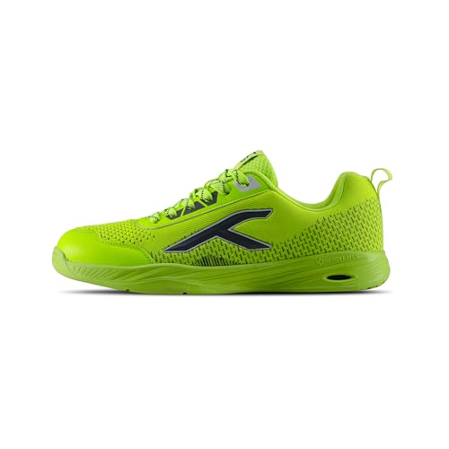 Hundred Court Flyer Non-Marking Badminton Shoes | Indoor Court Shoes for Badminton & Indoor Sports | Lightweight, Breathable, Cushioned, Durable & Comfortable - Lime/Dark Grey