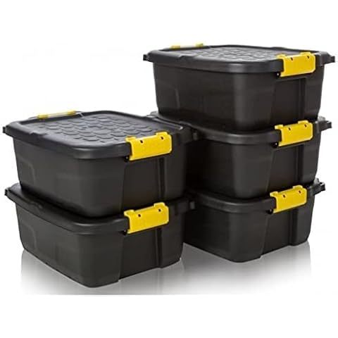 5 Heavy Duty Storage Crates with Lids Cover