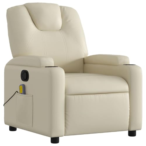 Gecheer Massagesessel mit Relaxfunktion, Kunstleder, Creme, Sessel Wohnzimmer Fernsehsessel Liegesessel für Entspannung Homeoffice Leseecke3205980 – Bild 4