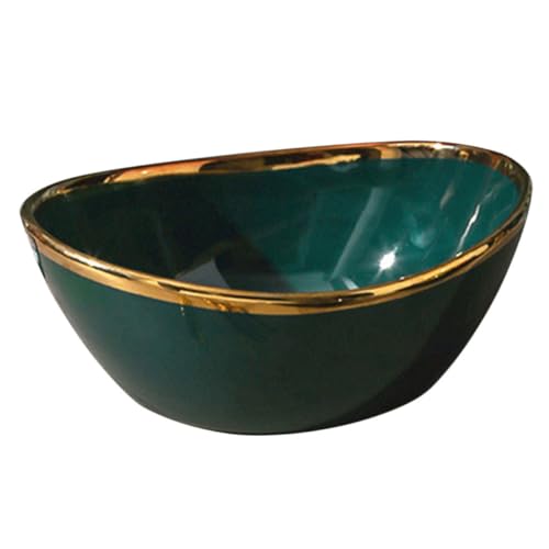 SOLUSTRE Ceramic Snack Bowl Multi Functional Decorative Bowl for Salad Soup and Fruits for Home Restaurant and Celebrations Elegant Design with Trim for Serving Dry Fruits and Snacks