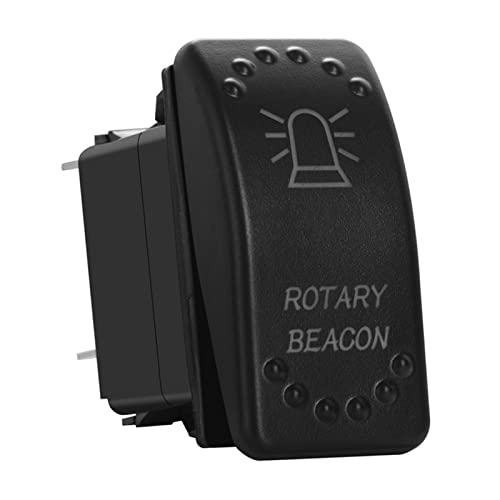 Image of Green Backlit Rocker Switch 5 Pin ON-Off Laser Etched Button Switch with Wires for Car Marine Boat UTV 20A /12V 10A /24V (Rotary Beacon)