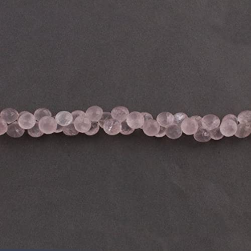 Perles quartz rose naturel briolettes facettées onion shape beads 9mm 10mm