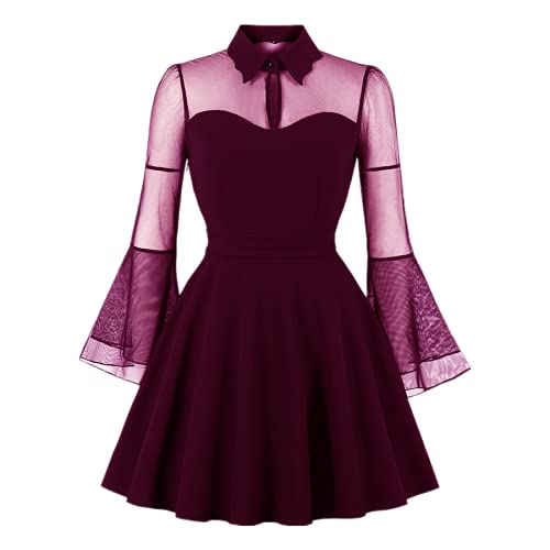 Robe couture reine noire d'Halloween avec manches évasées en tulle