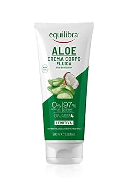 equilibra Corpo, Aloe Crema Corpo Fluida, Crema Corpo a Base di Aloe Vera, Olio di Cocco e Vitamina E, Ideale per Pelle Secca, ad Azione Lenitiva, Assorbimento Rapido, Non Unge, 200 ml