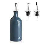 Sweejar Home Porcelain Olive Oil Dispenser Bottle, Opaque Oil Cruet Protects Oil To Reduce Oxidation, Suitable For Storage Of Oil, Vinegar, Soy Sauce And Other Liquids, 1 Piece, 460ml(Fog blue)