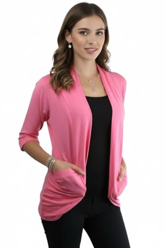 Image of ToBeInStyle Womens Open Front Long Sleeve Lightweight Asymmetrical Draped Cardigan with Side Pockets