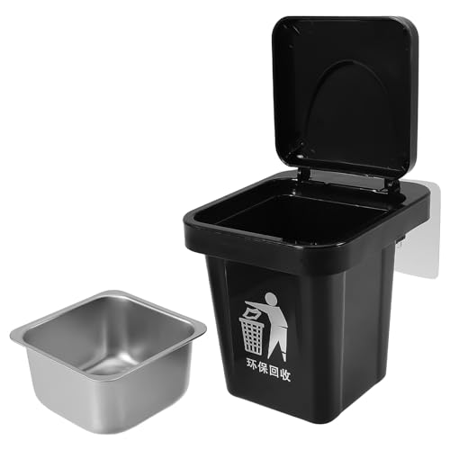 Corbeille à déchets compacte en plastique noir Ipetboom petite poubelle murale de voiture