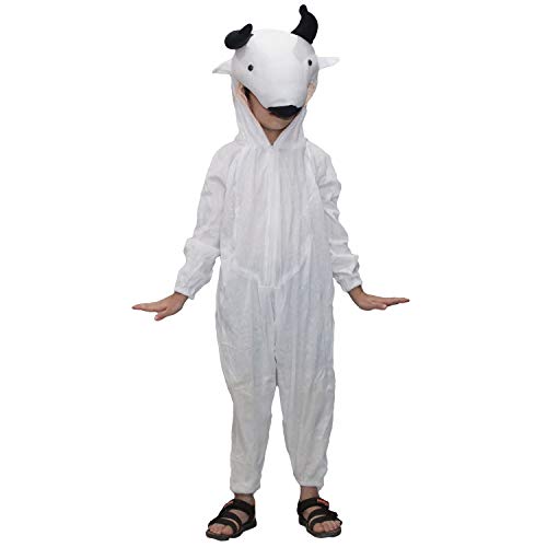 Image of Kaku Fancy Dresses Fleece Cow Farm Animal Costume For Kids - Black & White, 3-4 Years | Animal Fancy Dress For Boys & Girls