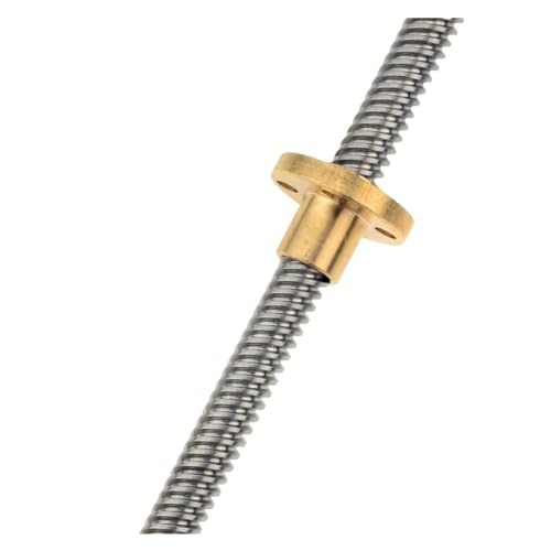 Metal Ball Screw nut CNC 3D Printer Trapezoidal Rod T8 Lead Screw Thread 8mm Pitch 2mm Lead 2mm Length with Brass Nut(450mm)