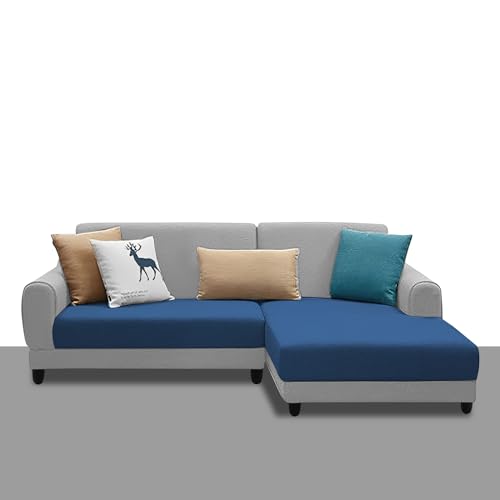 Image of Kraven RHS 4 Seater L Shape Sofa Set for Living Room (Blue Grey Fabric) Premium Fabric Sofa