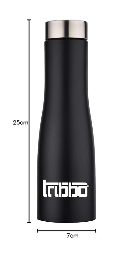 Image of TB Stainless Steel Water Bottle 1 litre, Water Bottles For Fridge, School,Gym,Home,office,Boys, Girls, Kids, Leak Proof(BLACK,STEEL CAP, PACK OF 1, 1000 ML Model-Flora)
