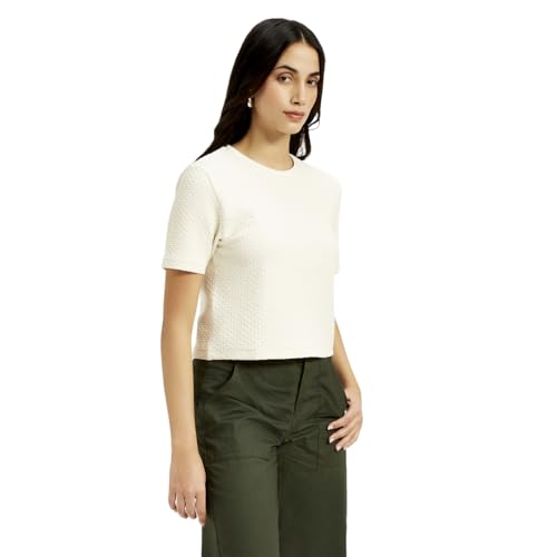 Image of Levi's Women's Cotton Classic Fit Textured Off-Crew Neck Top