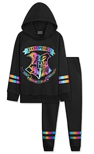 Harry Potter Chandal Niña Conjunto de Sudadera con Capucha y Pantalones de Chandal 7-14 Años (Negro, 7-8 Años) | Ya disponible en tu tienda friki favorita! En mundofriki.es!