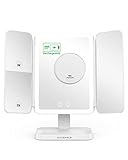 EASEHOLD Beleuchtete Schminkspiegel mit Licht und Wiederaufladbarer 2000mah Akku, Dimmbare Kosmetikspiegel mit 10 Facher Vergrößerung für Rasieren und Gesichtspflege, Geschenk für Frauen