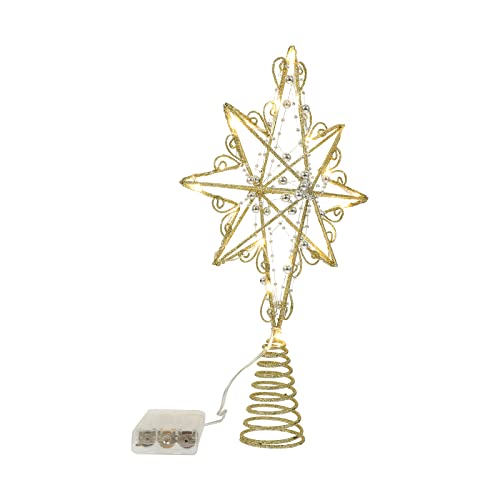 LUOZZY Topo de árvore estrela de Natal estrela de árvore dourada árvore de Natal estrela iluminada t