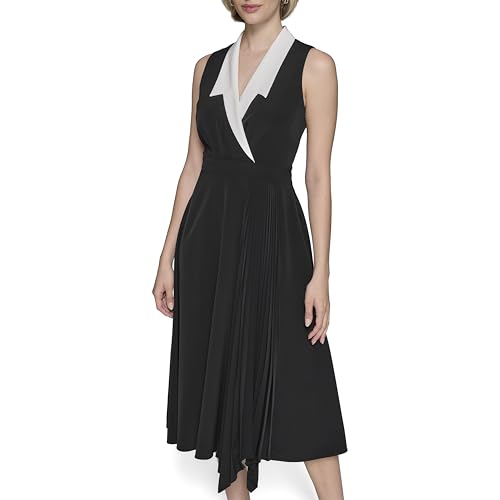 Image of Karl Lagerfeld Women's Colorblock Silky Crepe Sleeveless Midi Dress