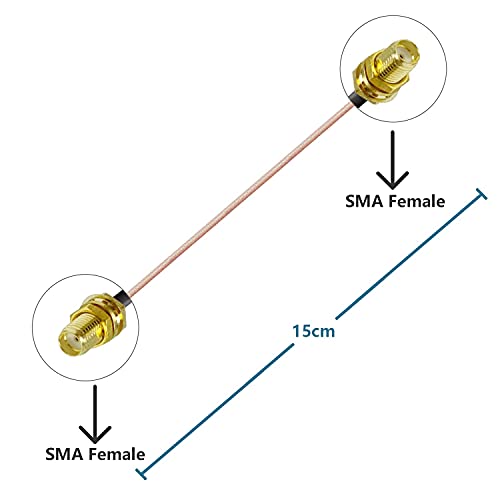 Vecys 2PCS SMA Female to Female Cable SMA Bulkhead Female Pigtail Cable RG316 6"/15cm, 15CM 2 - Image 2