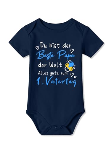 BesserBay Baby Unisex Strampler Geschenk Erster Vatertag Der Beste Papa Navy Kurzarm Baumwolle Body 3-6 Monate