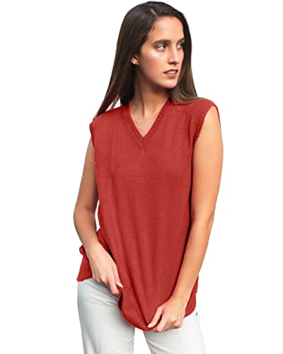 Image of TINKUY Peru Women's Alpaca Wool V-Neck Sweater Vest - Soft Knitted Pullover - Authentic Peruvian Wool - Sizes S-2XL