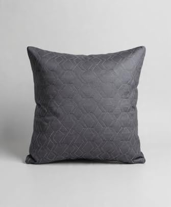 Image of Y & A'M Grey Embroidered Cushion for Sofa & Chair | Elegant Decorative Home Decor Accent with Soft Comfortable Design | Stylish Living Room Bedroom Seating Accessory | 16 x 16 Inch (Grey-emboridry, 1)