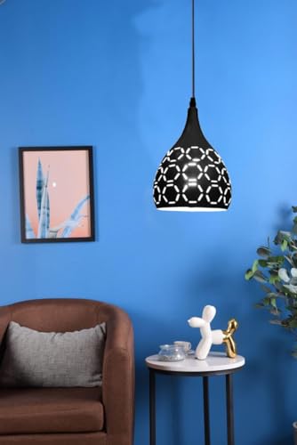 Image of GreyWings Single Dome Black Aluminium Hanging Pendant Light for Ceiling, Modern Antique Decor, (Bulb not Included) Pack of 4