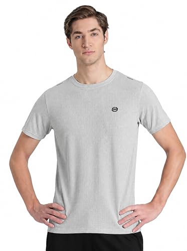Image of Pump'd Men's Solid Textured Activewear Regular Fit Sports | Activewear | Running | Gym | Plain T-Shirt | Round Neck