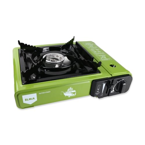 Elma Camping Stove Portable Compatible with Gas Cartridges 2,3 kW Ideal for Camping/Road Trips | Precise Heat Control | Briefcase Included