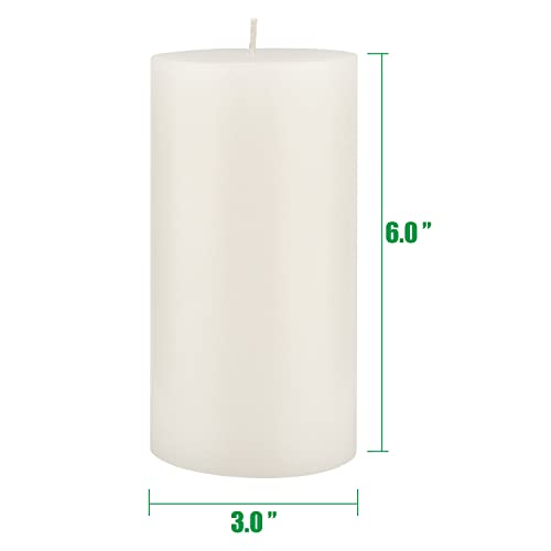 Image of Stonebriar Tall 3 x 6 Inch 80 Hour Long Burning Unscented Wax Flat Top Pillar Candles, White, 6 Pack