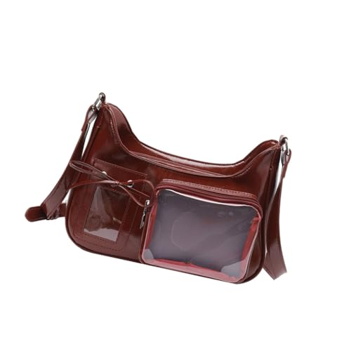 Itabag sac en cuir PU bordeaux de style japonais avec bandoulière et vitre