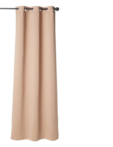 Image of NICETOWN 100% Blackout Cold Reducing Curtains Thermal Curtains, Tan Noise Cancellation & Privacy Truly Window Shade for Patio Door, Same Color Lined with Grommet Top, 1 Pair, W42 x L84