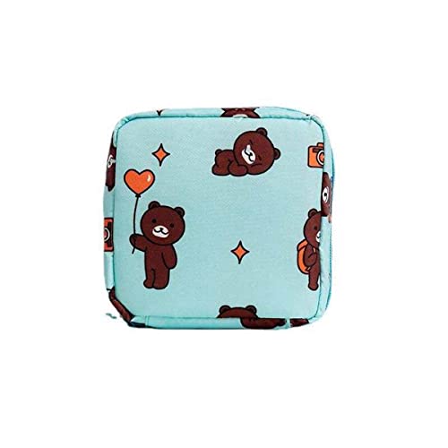 Image of Adorable Pink Peri - Reusable Sanitary Napkin Pads Storage Bag Portable for Women Girls | Made of Nylon + Water Resistance | Zero Waste Period (Bear Bear)