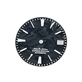 Melitare Orologio con Movimento NH35 con quadrante in Fibra di Carbonio da 1 Pezzo GS MOD Blue Lume Senza Logo(Silver Index 1)