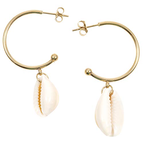 Happiness Boutique Femmes Créoles Charme Coquille Plaqué Or | Boucles d'Oreilles Rondes Bijoux Acier Inoxydable Cover