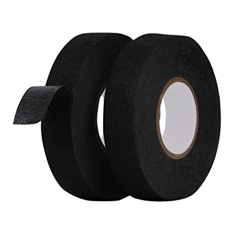 Qrity 2 Pieces Insulating Tape, 25mm*15m, Strong Self-Adhesive Fabric Insulation Tape, Black Harness Automotive Tape for Auto Vehicle Motorcycle Cover